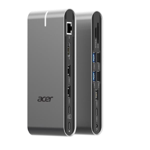 Acer HP.DSCAB.022, Cablato, USB 3.2 Gen 1 (3.1 Gen 1) Type-C, 100 W, 10,100,1000 Mbit/s, Argento, MicroSD (TransFlash)